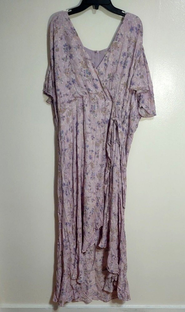 A Beautiful Soul Sz B (2X 18/20) Light Purple Prairie Floral Modest Maxi Dress